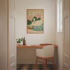 Väggmockup av Swan In Lotus Bath affisch på ljus vägg – Bozetto konsttryck – nr 2