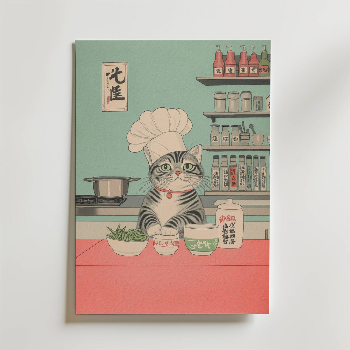 Mockup av Chef Cat’s Kitchen affisch på vägg – köp enkelt hos Bozetto i hög kvalitet
