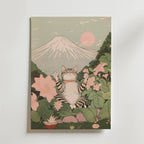 Mockup av Cat Under Mount Fuji affisch på vägg – köp enkelt hos Bozetto i hög kvalitet