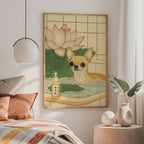 Väggmockup med Chihuahua In Lotus Bath – köp enkelt hos Bozetto affisch i hög kvalitet