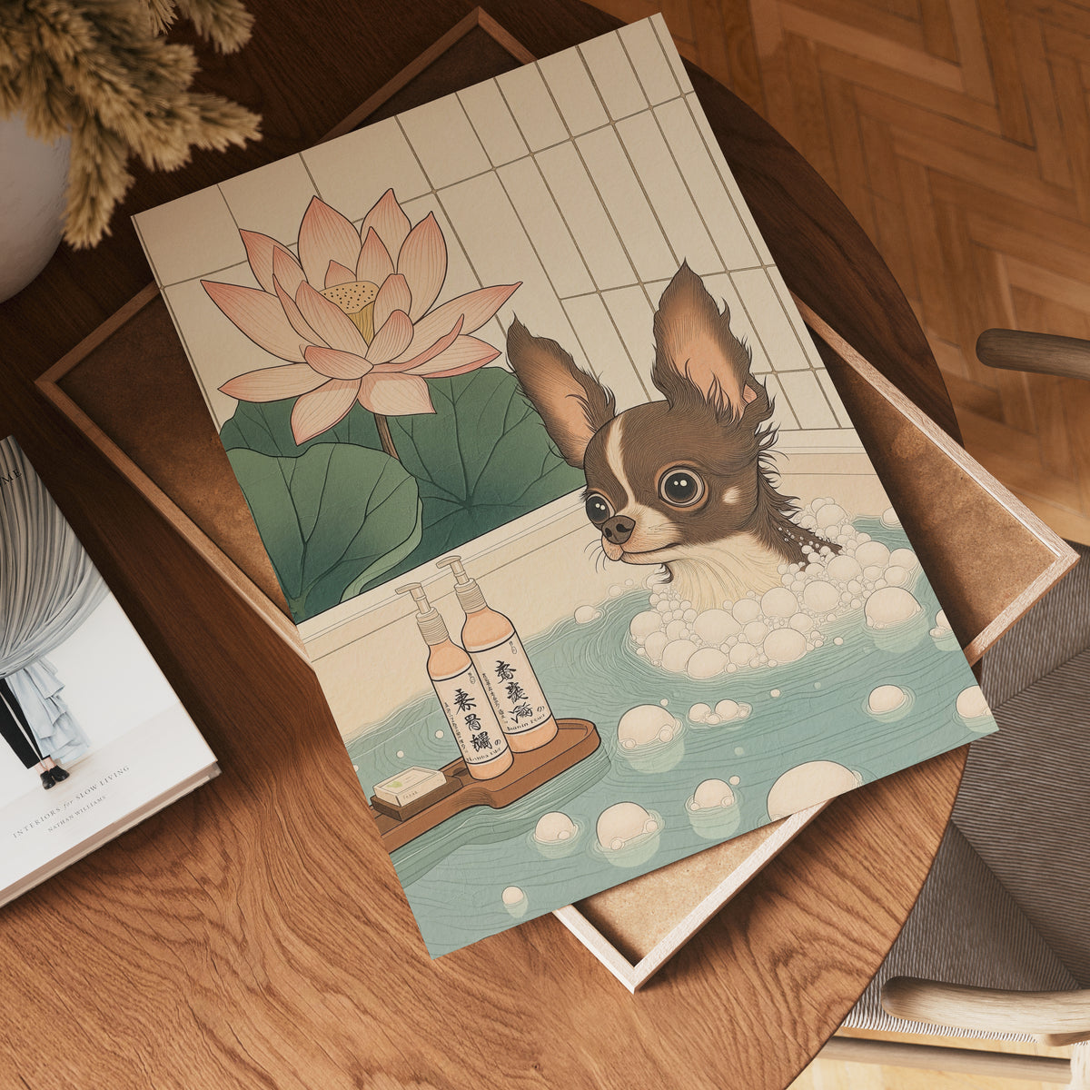 Väggmockup av Lotus Bath Serenity affisch på ljus vägg – Bozetto konsttryck – nr 4