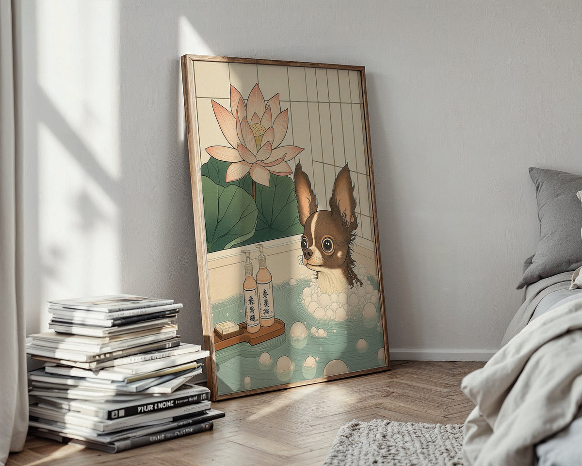 Väggmockup av Lotus Bath Serenity affisch på ljus vägg – Bozetto konsttryck – nr 2