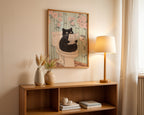 Black Cat Morning Routine poster visualiserad på vägg – från Bozetto i hög kvalitet