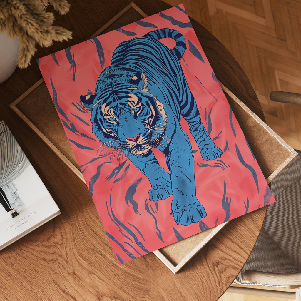 Japan Tiger poster visad rakt fram – Bozetto affisch i hög tryckkvalitet i hög tryckkvalitet