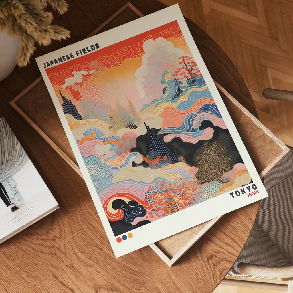 Japanese Fields poster visad rakt fram – Bozetto affisch i hög tryckkvalitet i hög tryckkvalitet