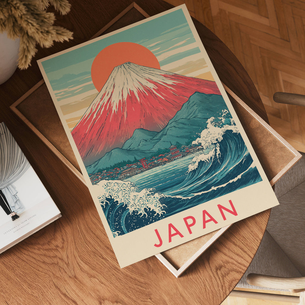 Japanese Wave and Mountain – affisch med stilfullt motiv från Bozetto i hög kvalitet