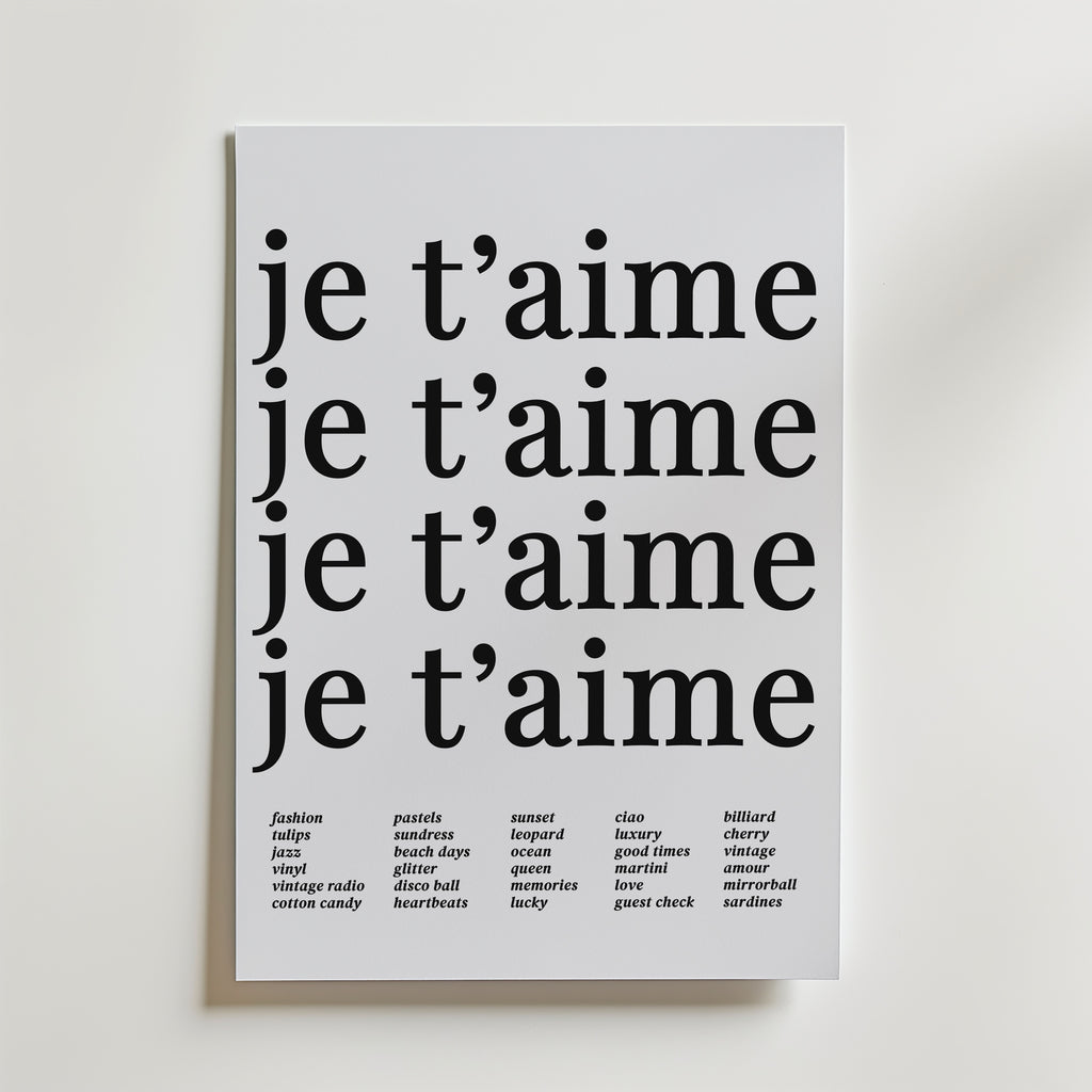 Je T'aime Echo Poster – canvas utan passepartout