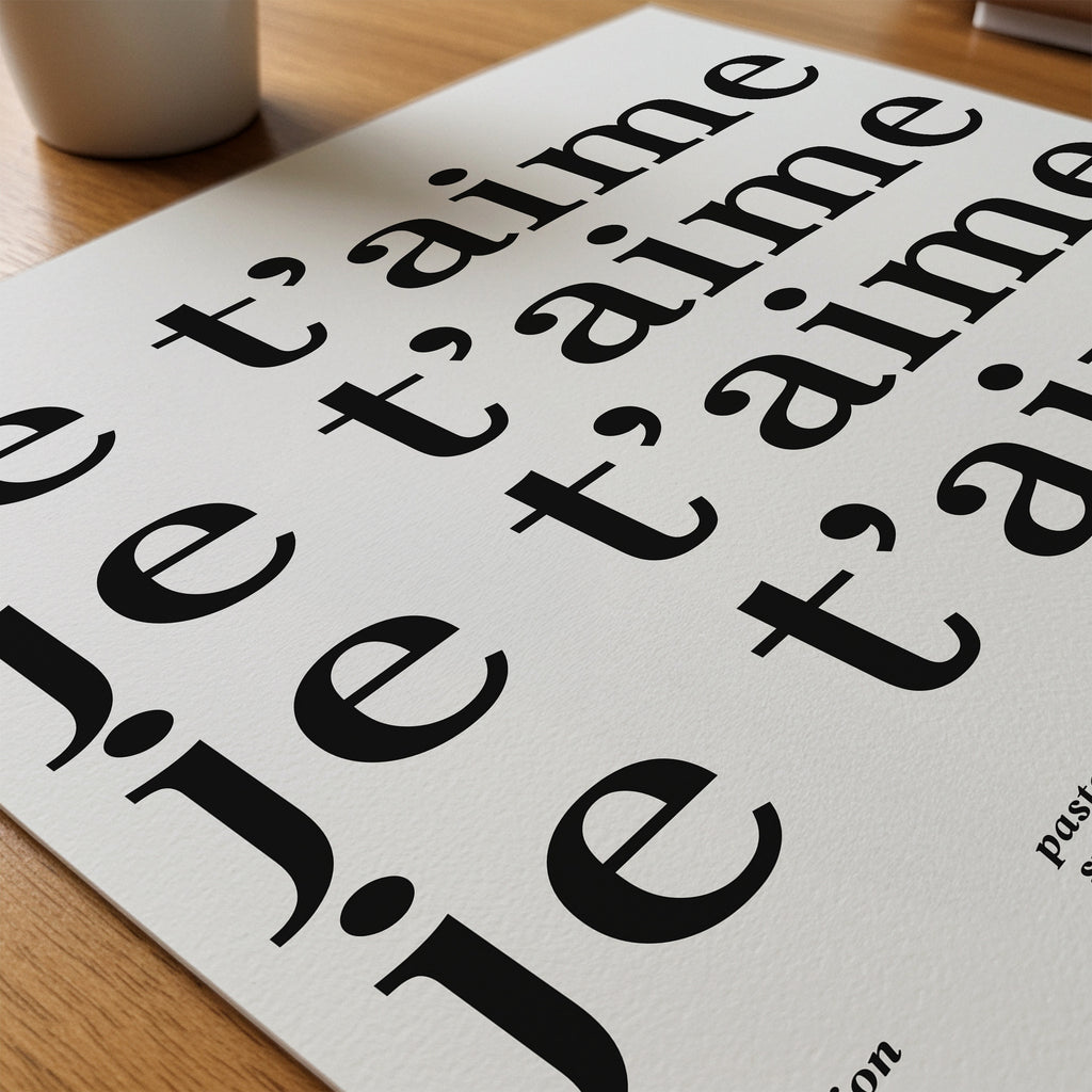 Je T'aime Echo Poster – närbild på papper