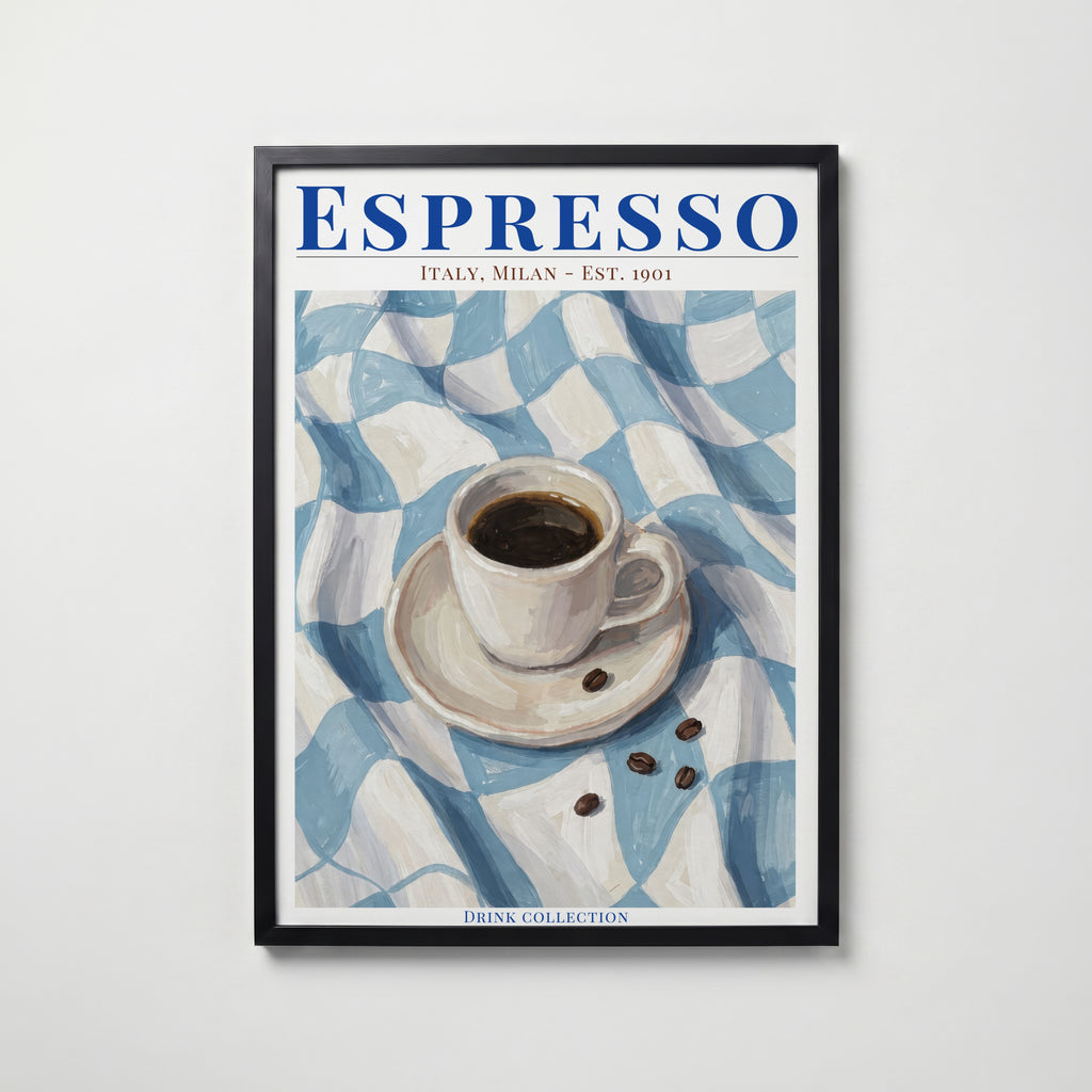 Espresso – affisch med snyggt motiv, köp enkelt hos Bozetto i flera storlekar i hög tryckkvalitet