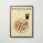 Kebabtallrik konsttryck på vit bakgrund – elegant Bozetto affisch för hemmet i hög tryckkvalitet