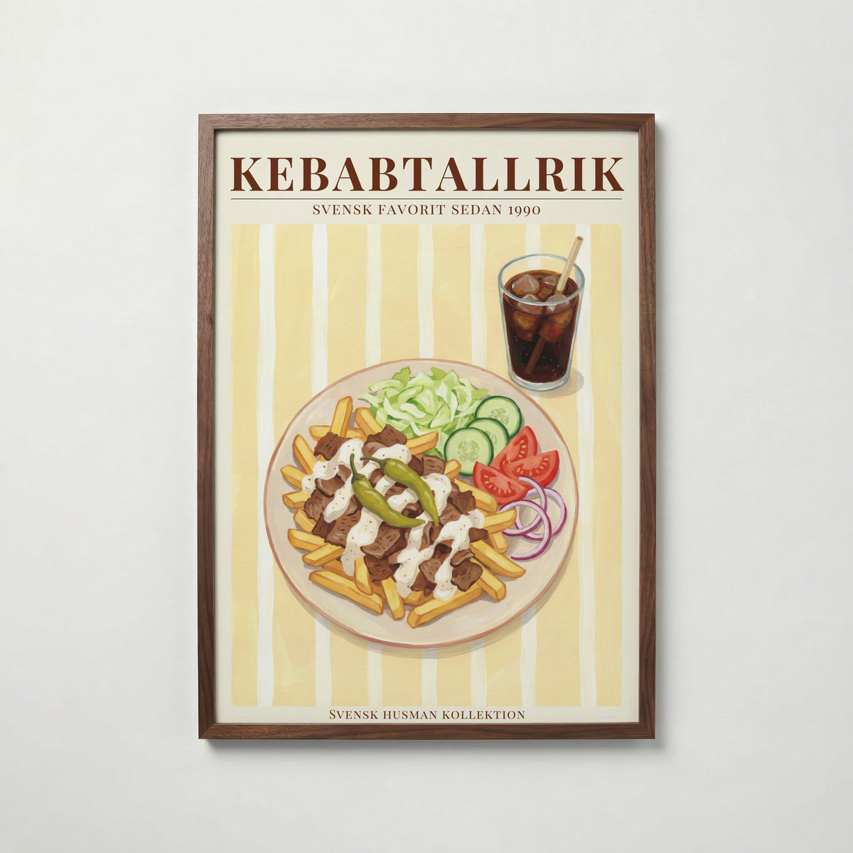 Kebabtallrik konsttryck på vit bakgrund – elegant Bozetto affisch för hemmet i hög tryckkvalitet