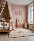 Väggmockup av Moon & Magic Skies affisch på ljus vägg – Bozetto konsttryck – nr 3