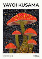 Yayoi Kusama Mushrooms poster visad rakt fram – Bozetto affisch i hög tryckkvalitet