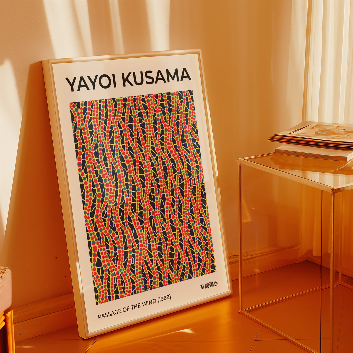 Yayoi Kusama Passage Of The poster visualiserad på vägg – från Bozetto i hög kvalitet