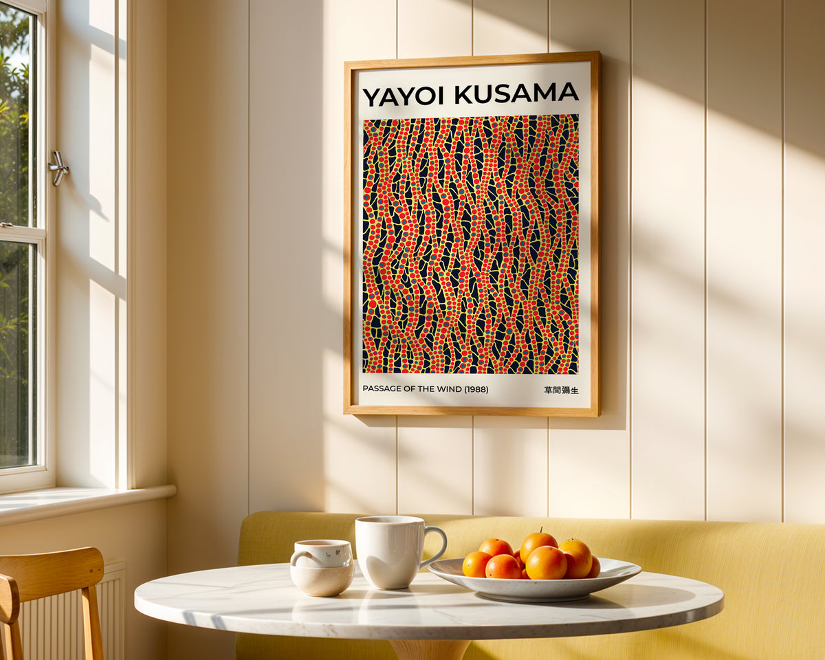 Mockup av Yayoi Kusama Passage Of The affisch på vägg – köp enkelt hos Bozetto i hög kvalitet