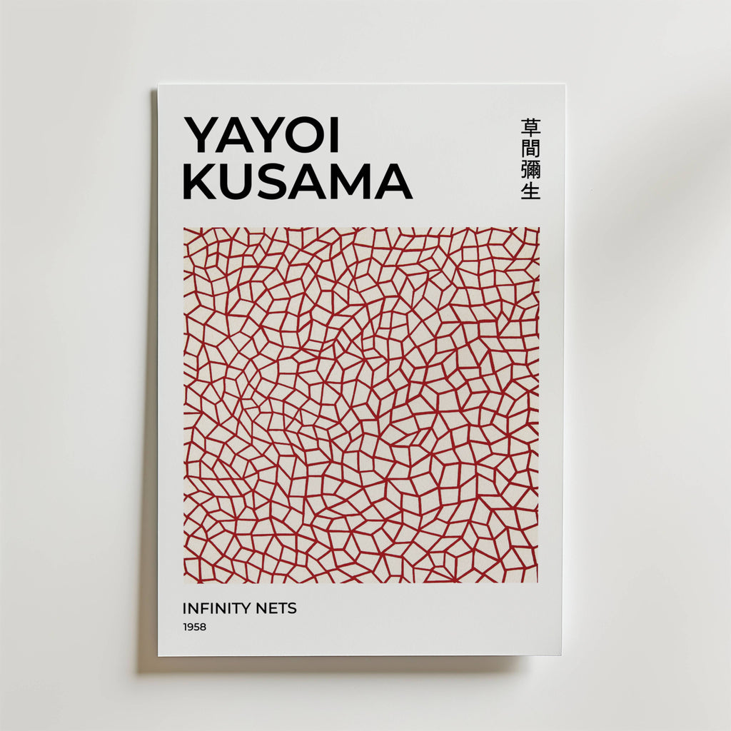 Yayoi Kusama Infinity Nets No.2 affisch på neutral bakgrund – poster från Bozetto