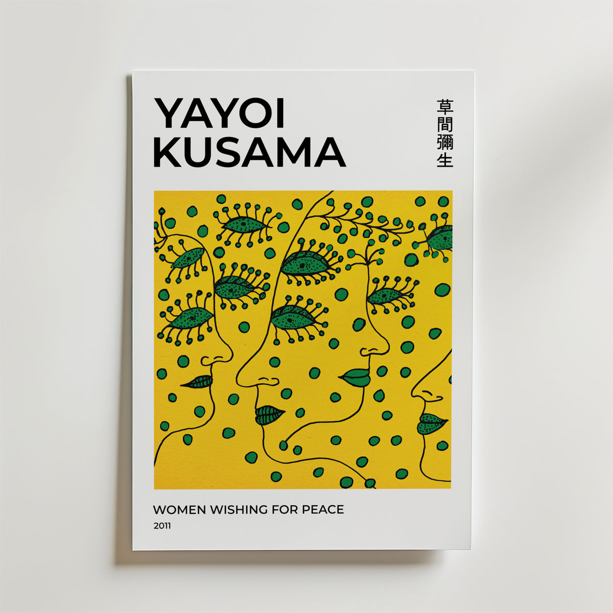 Yayoi Kusama Peace Faces – stilfullt konsttryck från Bozetto, tryckt på matt finpapper