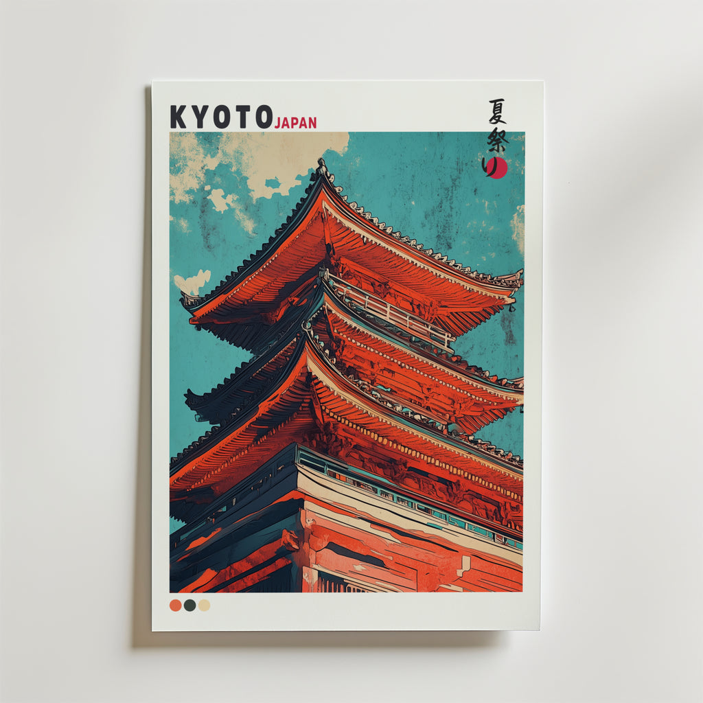 Kyoto Skyline Pagoda – stilfullt konsttryck från Bozetto, tryckt på matt finpapper