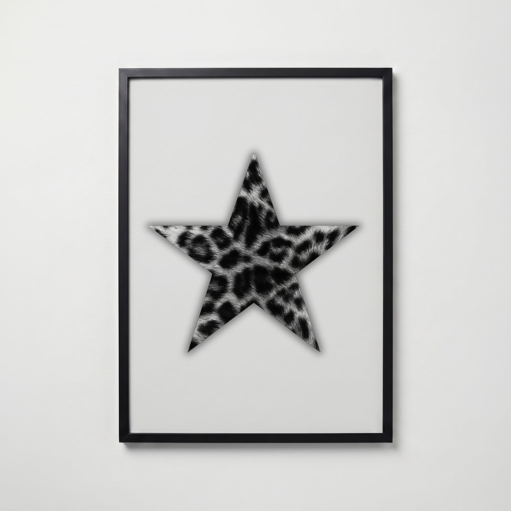 Leopard Star Cutout Poster – svart ram