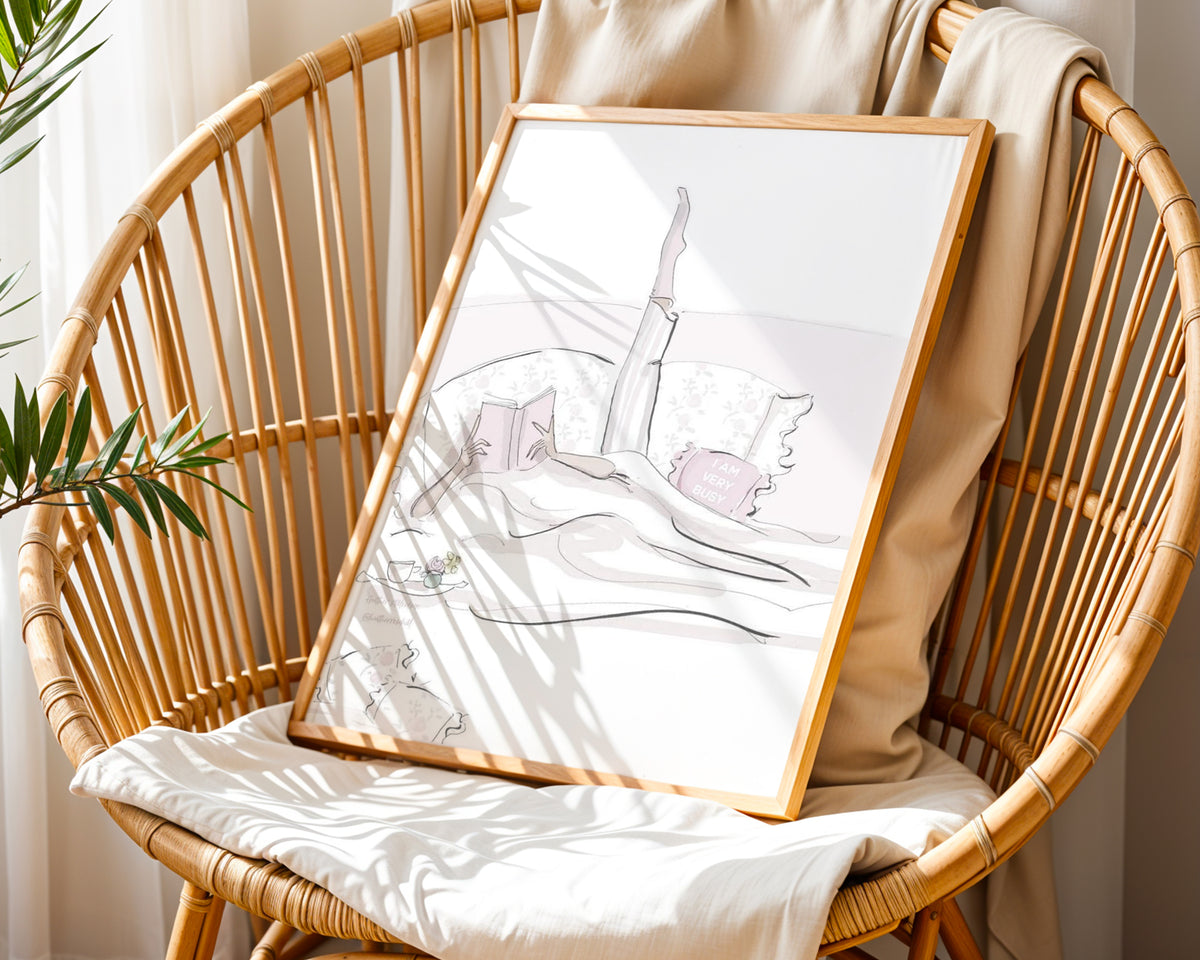 Lazy Sunday i väggmockup – konsttryck presenterat i verklig miljö av Bozetto i hög tryckkvalitet