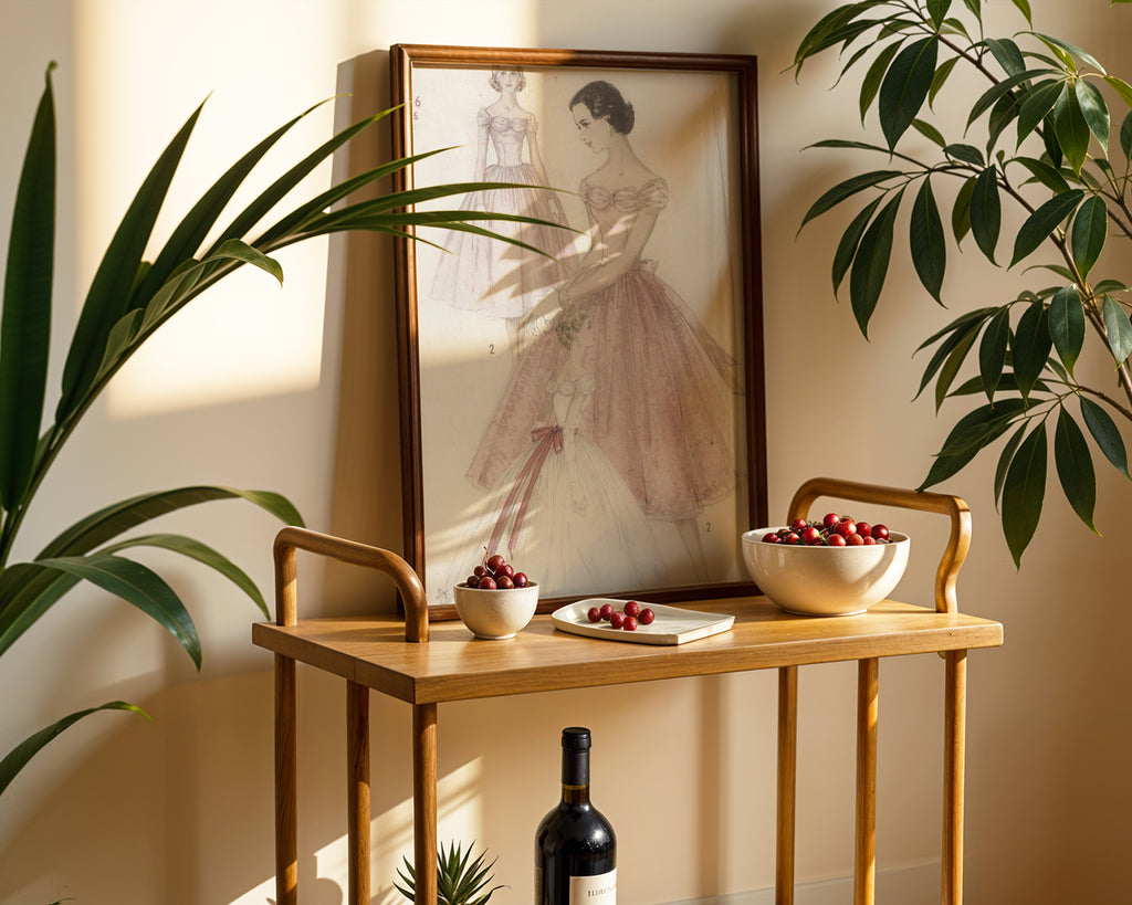 Visualisering av Vintage Dress Sketch poster på vägg – köp enkelt hos Bozetto i hög kvalitet