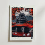 Matsumoto Castle Japan – stilfullt konsttryck från Bozetto, tryckt på matt finpapper
