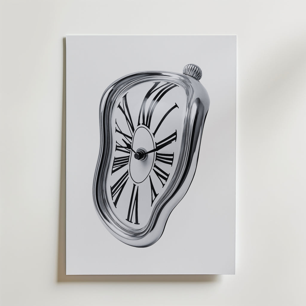Melting Chrome Clock Poster – canvas utan passepartout