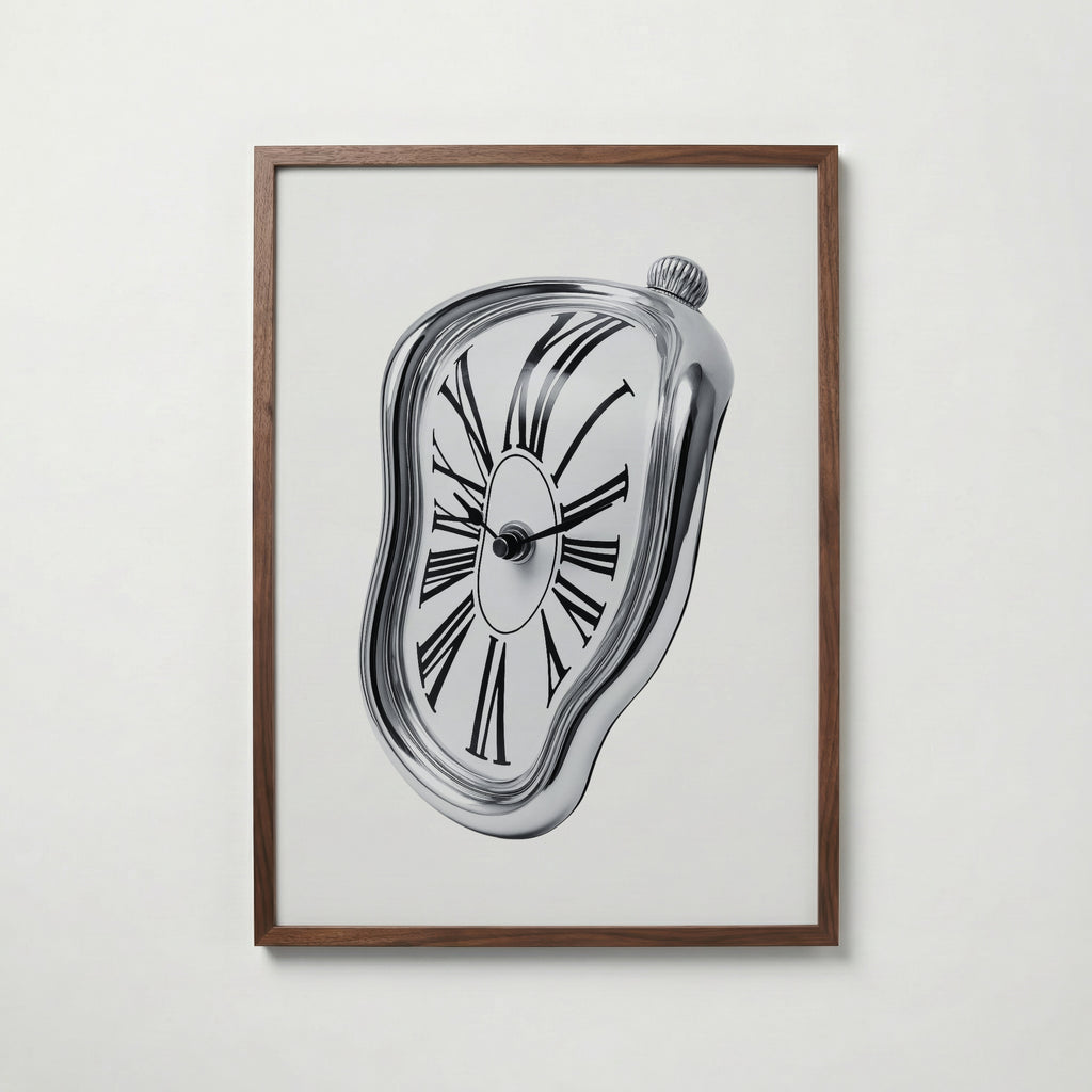 Melting Chrome Clock Poster – valnötsram