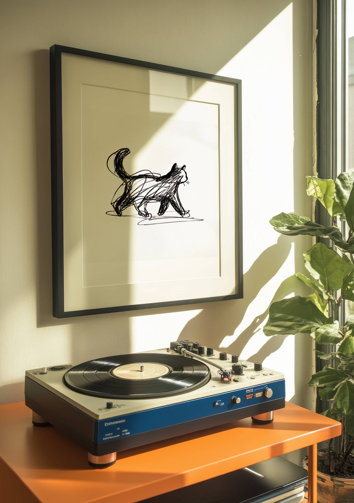 Minimalist Walking Cat – affisch med stilfullt motiv från Bozetto i hög kvalitet