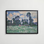 Claude Monet Spring Meadow Giverny 1890 affisch i modern svart ram – stark kontrast och stil, Bozetto