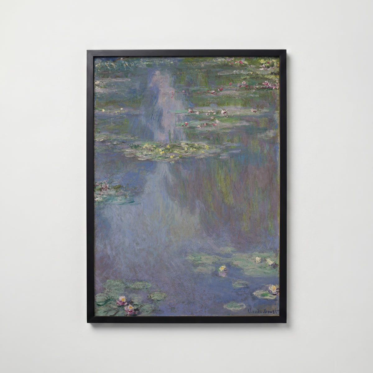 Claude Monet Water Lilies Blue 1907 affisch i modern svart ram – stark kontrast och stil, Bozetto
