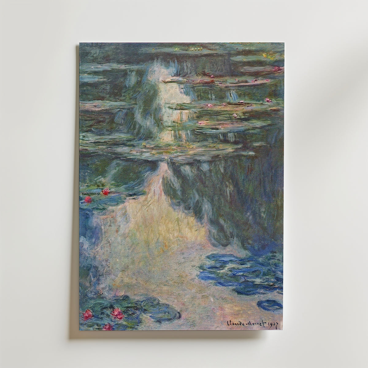 Claude Monet Water Lilies Green 1907 affisch i neutral inramning – konsttryck från Bozetto i hög kvalitet