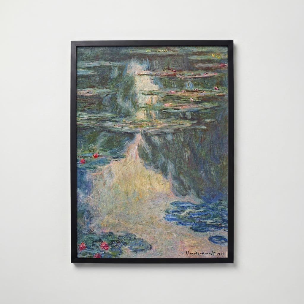 Claude Monet Water Lilies Green 1907 affisch i modern svart ram – stark kontrast och stil, Bozetto
