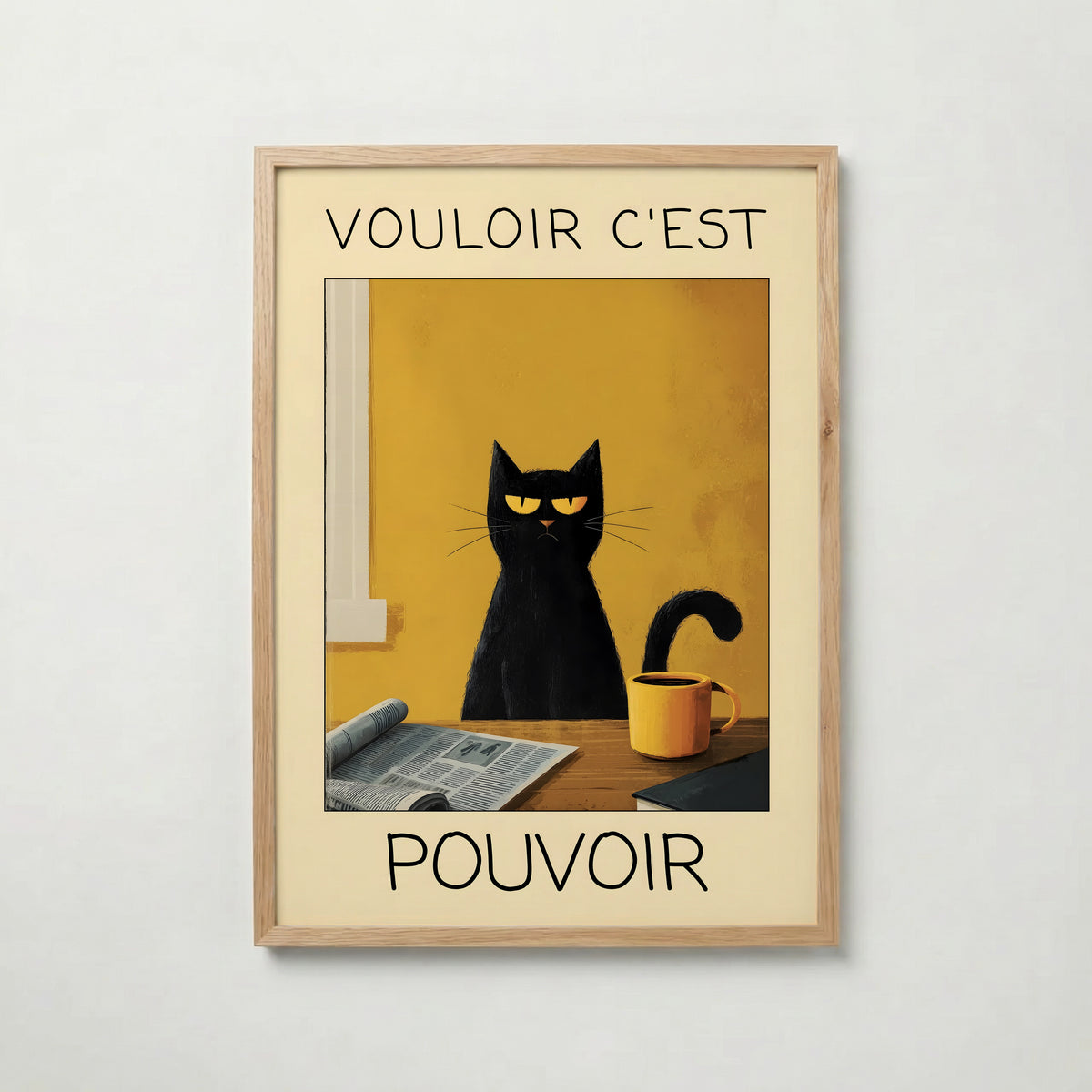 Morning Authority Cat poster visad rakt fram – Bozetto affisch i hög tryckkvalitet