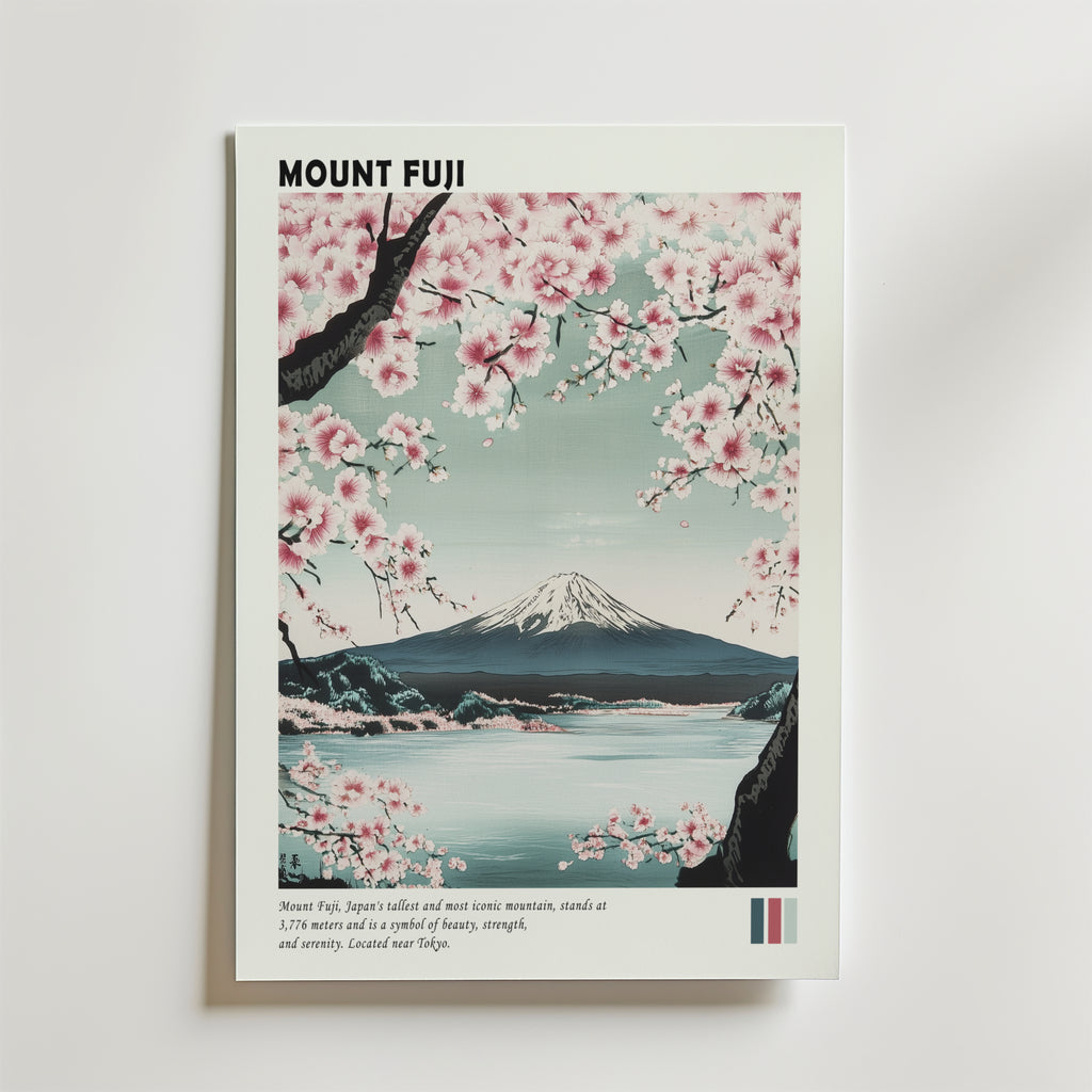 Mount Fuji Japan – stilfullt konsttryck från Bozetto, tryckt på matt finpapper i hög tryckkvalitet
