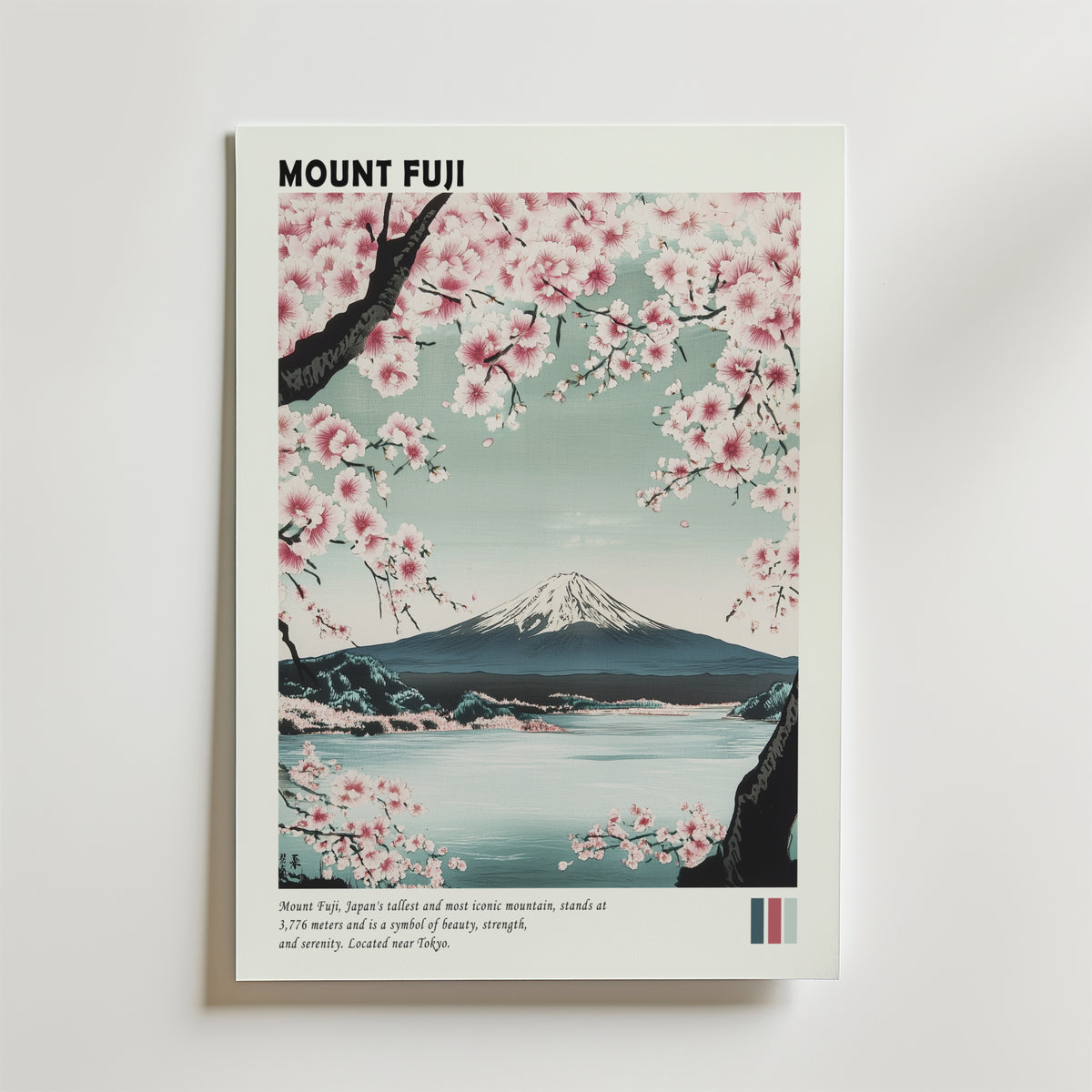 Mount Fuji Japan – stilfullt konsttryck från Bozetto, tryckt på matt finpapper i hög tryckkvalitet