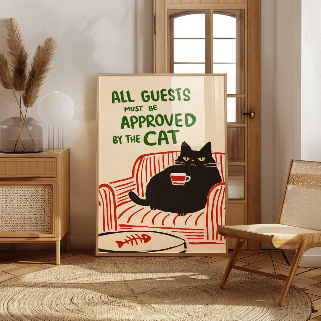 Approved by the Cat poster visad rakt fram – Bozetto affisch i hög tryckkvalitet