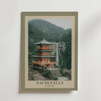 Nachi Falls Japanese Waterfall affisch på neutral bakgrund – poster från Bozetto