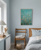 Mockup av Turquoise Wildflower Meadow affisch på vägg – köp enkelt hos Bozetto i hög kvalitet