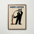 Need Coffee Poster i vardagsrumsmiljö