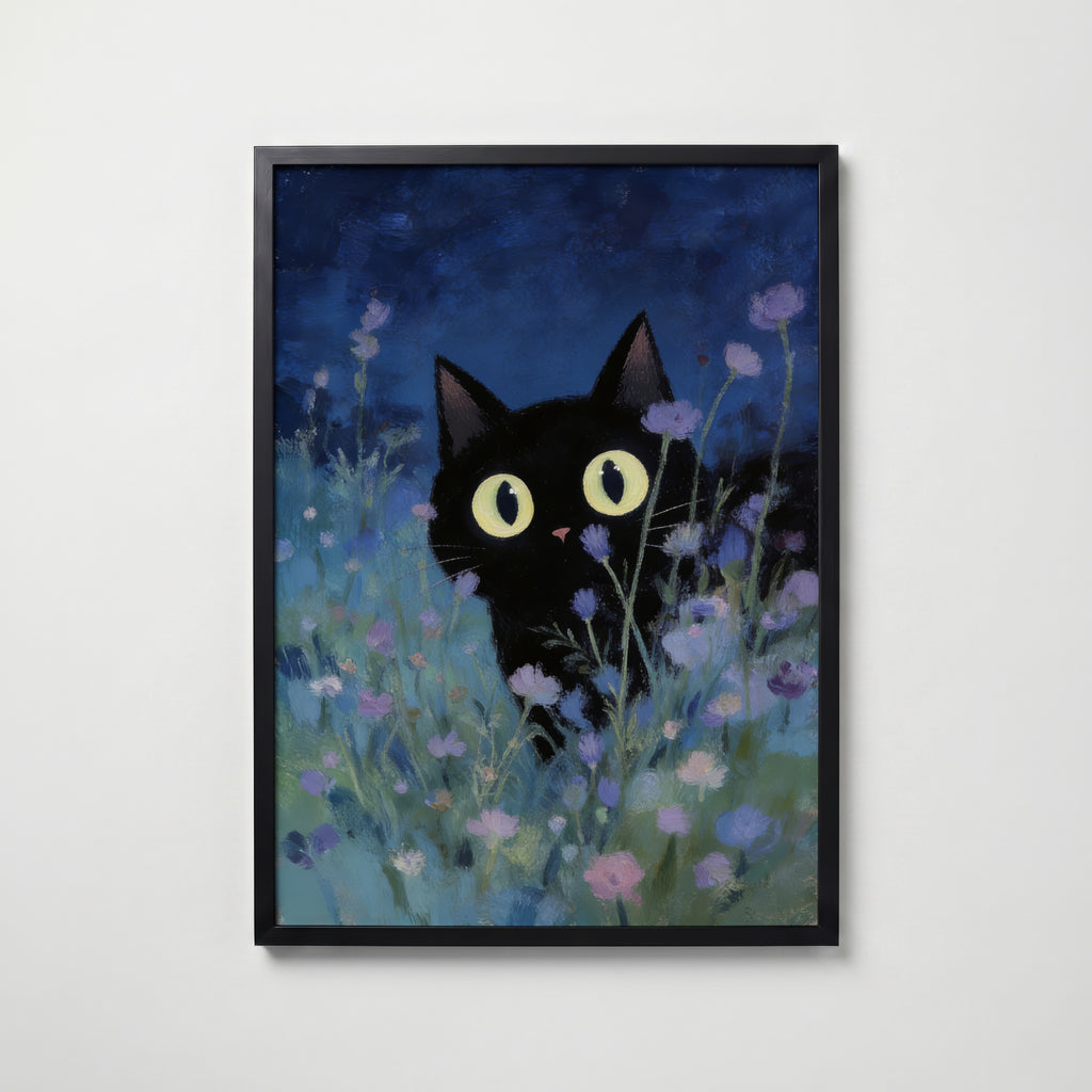 Night Whisper Cat – affisch med snyggt motiv, köp enkelt hos Bozetto i flera storlekar