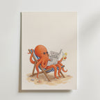 Octopus on Holiday Poster – canvas utan passepartout