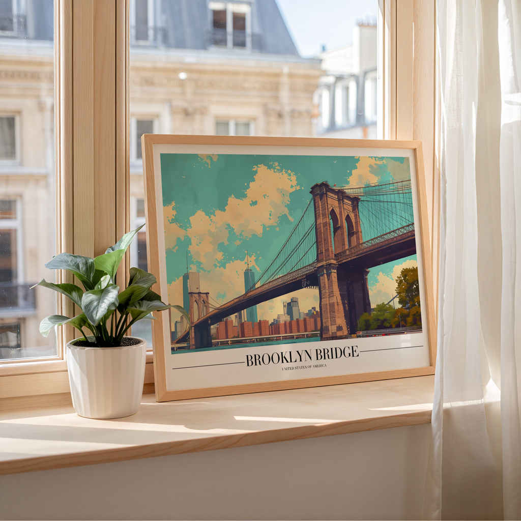 Brooklyn Bridge poster visad rakt fram – Bozetto affisch i hög tryckkvalitet i hög tryckkvalitet