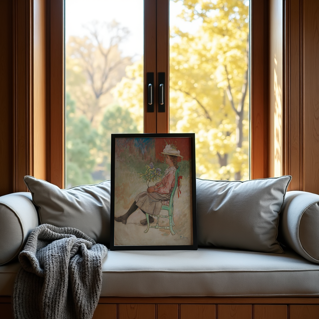 Mockup av Carl Larsson Dagmar Grill affisch på vägg – köp enkelt hos Bozetto i hög kvalitet