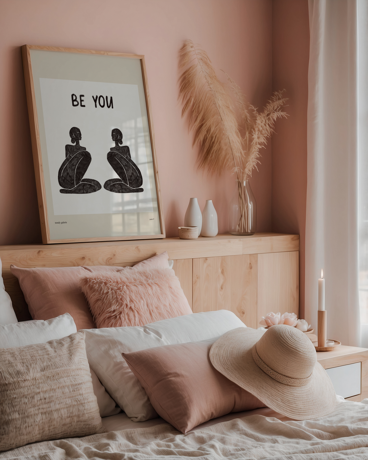 Väggmockup av Be Your affisch på ljus tegelvägg – Bozetto konsttryck i hög tryckkvalitet