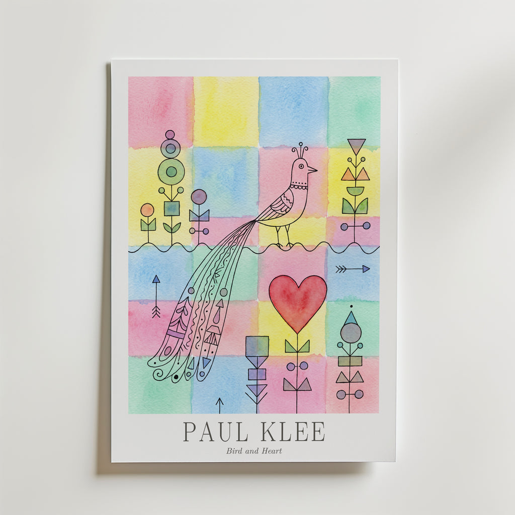Paul Klee Bird and Heart Poster – med passepartout