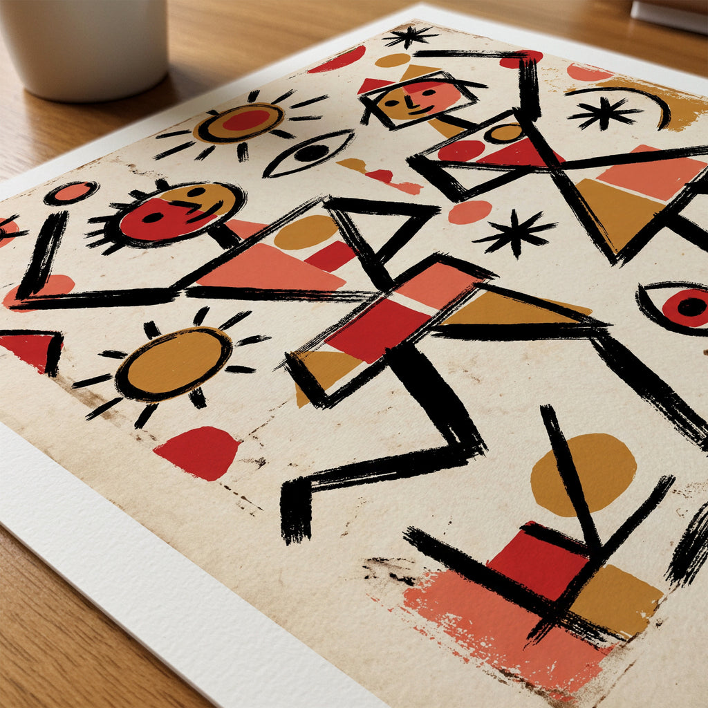 Paul Klee Dancing Figures Poster – närbild på papper