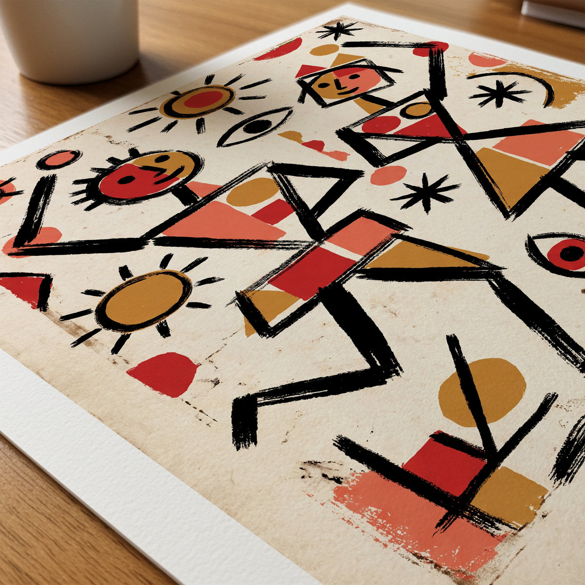 Paul Klee Dancing Figures Poster – närbild på papper