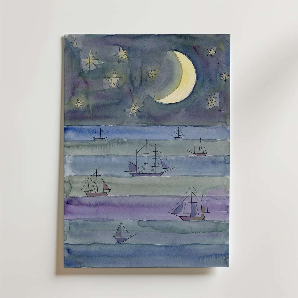 Paul Klee Night Sea with Ships Poster – canvas utan passepartout
