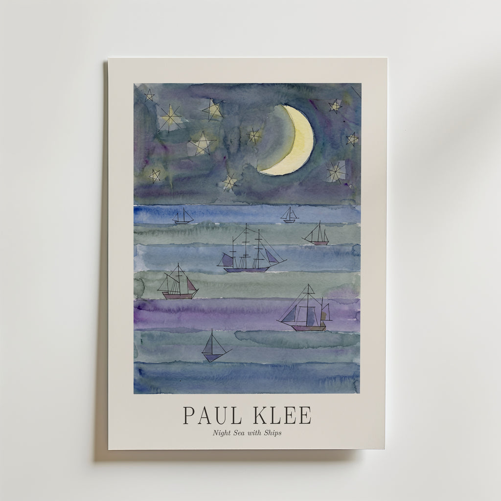 Paul Klee Night Sea with Ships Poster – med passepartout